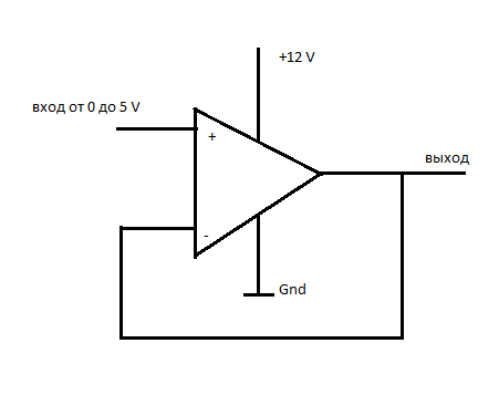 Повторитель на операционном усилителе схема