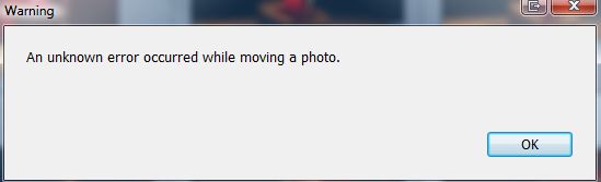 Lightroom: An unknown error occured while moving a photo