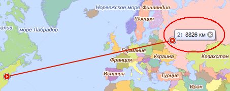 Москва - Вашингтон, по версии Яндекс.Карт