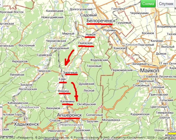 Апшеронск карта краснодарского края