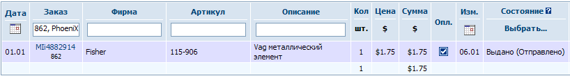 862 PhoeniX, Металлический жлемент