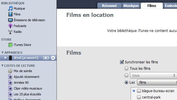 synchroniser video ipod