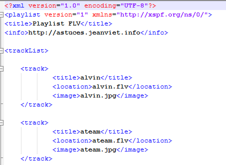 playlist xml structure