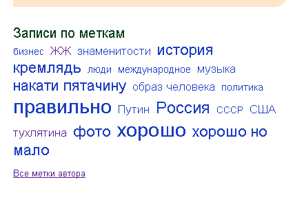 Я.ру, все метки автора