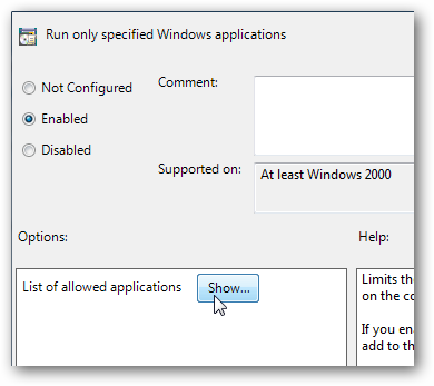 Run only specified Windows applications